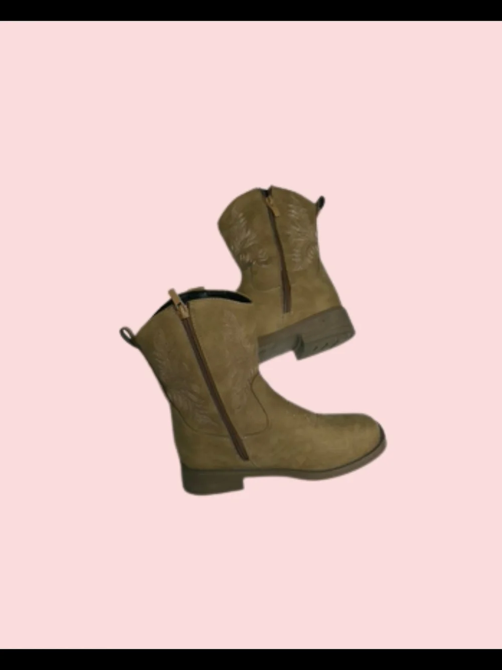 Girl’s Tan Western Short Boots - Classic Comfort